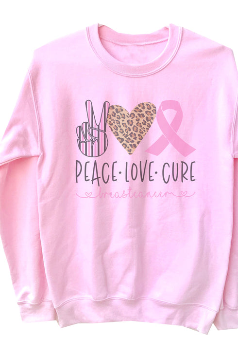 Peace Love Pink Ribbon Unisex NuBlend Crew Sweatshirt