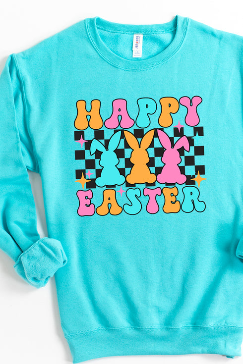 Retro Bunnies Happy Easter Unisex NuBlend Crew Sweatshirt