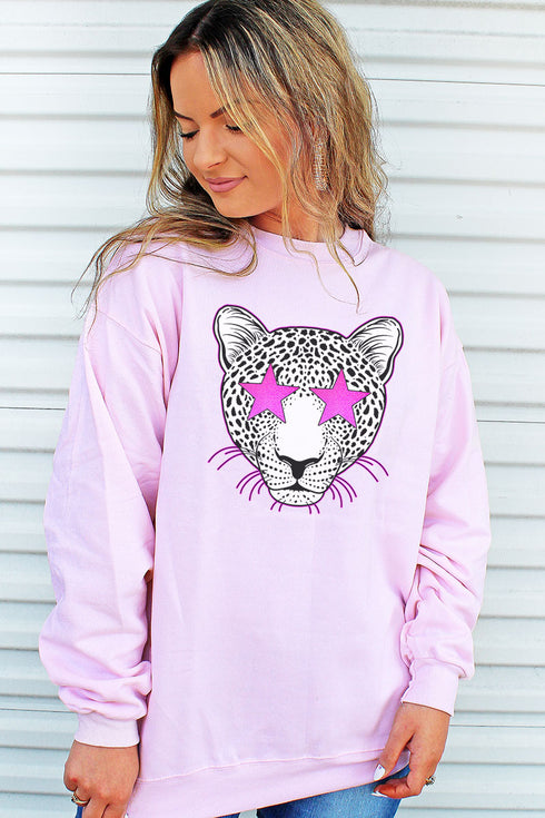 Star Eyes Pink Cheetah Unisex NuBlend Crew Sweatshirt