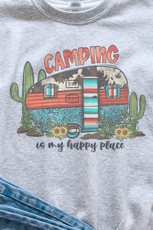 Western Camping Is My Happy Place Unisex NuBlend Crew Sweatshirt