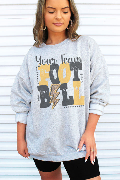 Team Name Football Black & Gold Unisex NuBlend Crew Sweatshirt