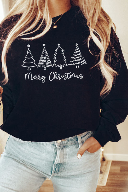 White Merry Christmas Trees Unisex NuBlend Crew Sweatshirt