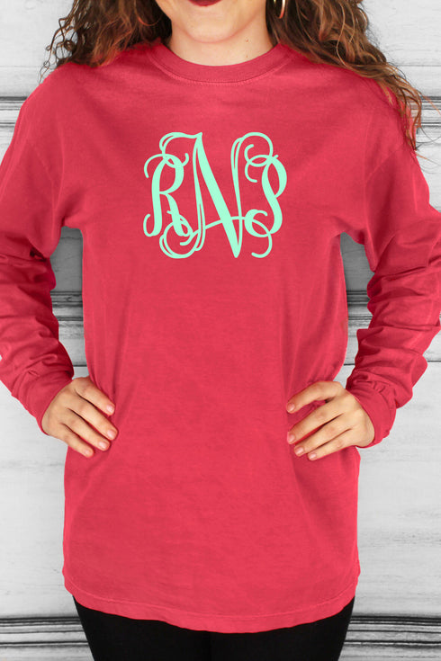 Shades of Red/Orange Comfort Colors Long Sleeve T-Shirt