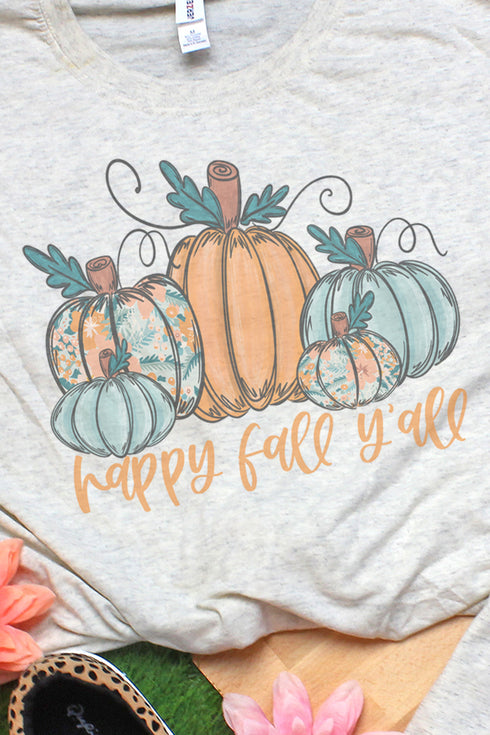 It's Fall Y'all Leopard Pumpkin Trio Adult Tri-Blend T-Shirt