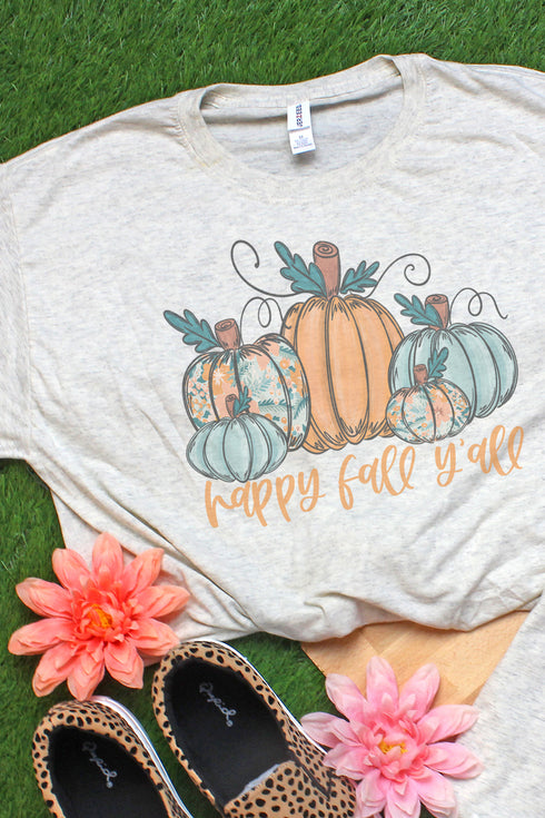 It's Fall Y'all Leopard Pumpkin Trio Adult Tri-Blend T-Shirt