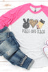 Doodle Peace Love Teach Leopard Tri-Blend Unisex 3/4 Raglan