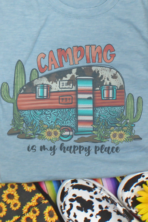 Western Camping Is My Happy Place Poly/Cotton Tee