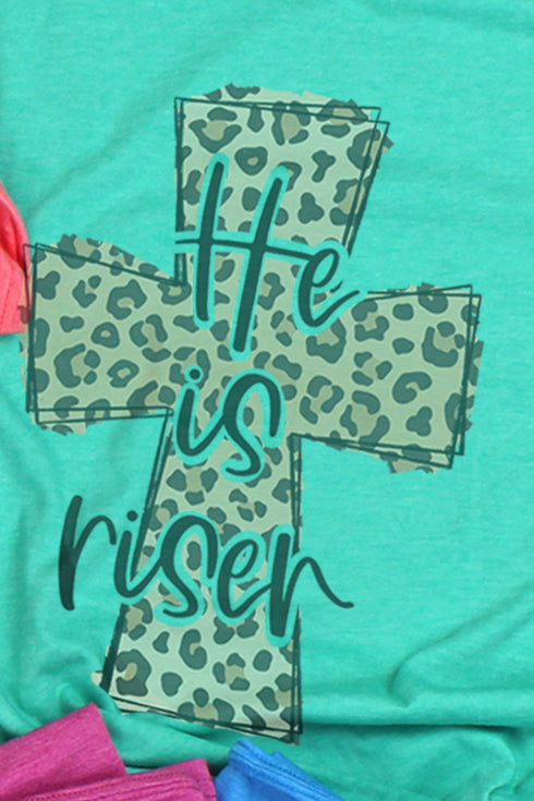 Cross Leopard He Is Risen Softstyle Adult T-Shirt
