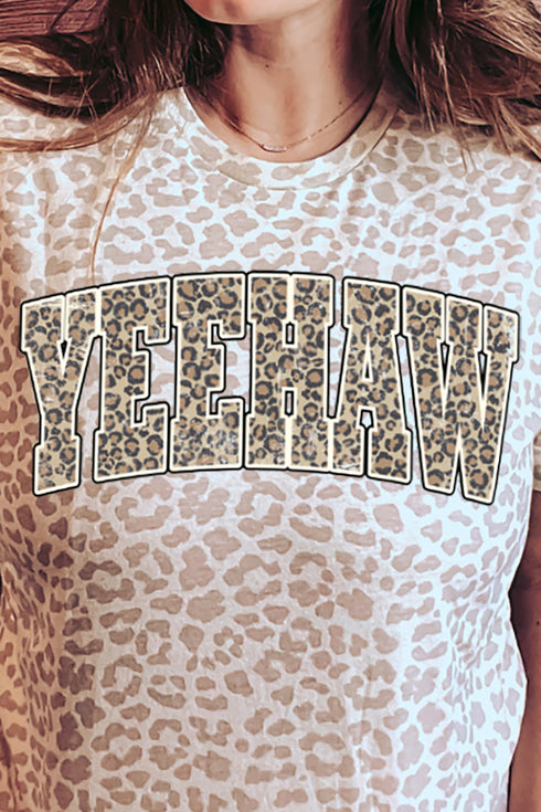 Arched Yeehaw Leopard Fine Jersey Tee