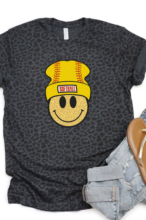 Beanie Softball Happy Face Fine Jersey Tee