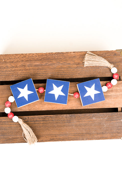 26 x 3 Patriotic Star Trio Wood Beaded Decor