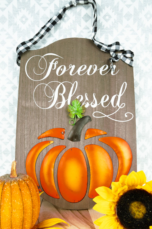 15.25 x 10 'Forever Blessed' Pumpkin Wall Sign
