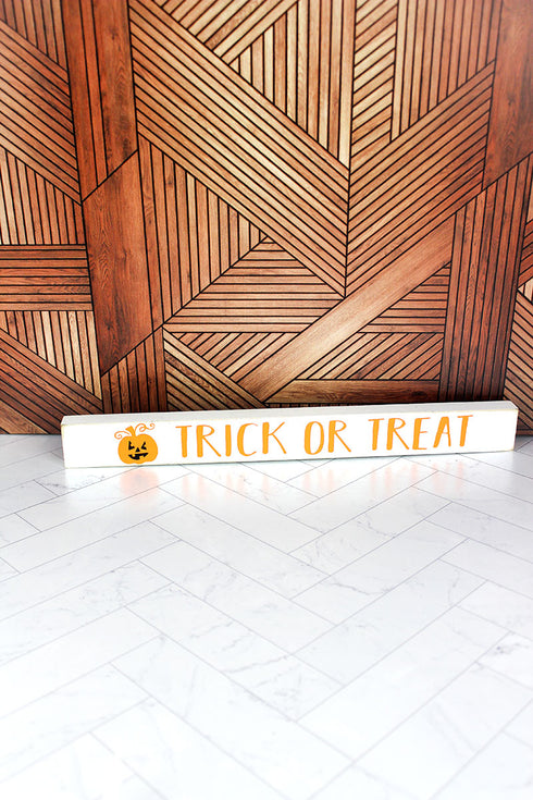 1.5 x 14.5 'Trick Or Treat' Wood Block Sign