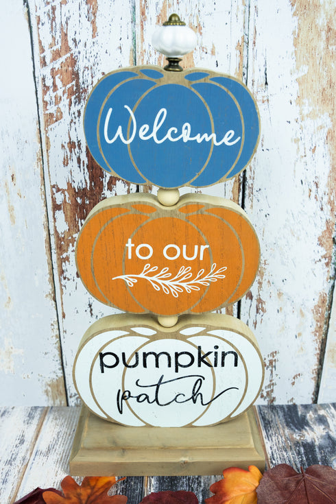 15 x 7 'Welcome' Reversible Stacked Pumpkin Sign