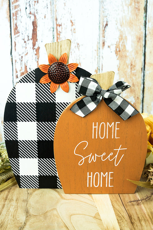9.5 x 9 'Home Sweet Home' Tabletop Pumpkin Duo