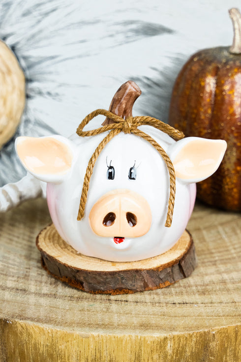 3.5 x 4 Country Pig Ceramic Pumpkin