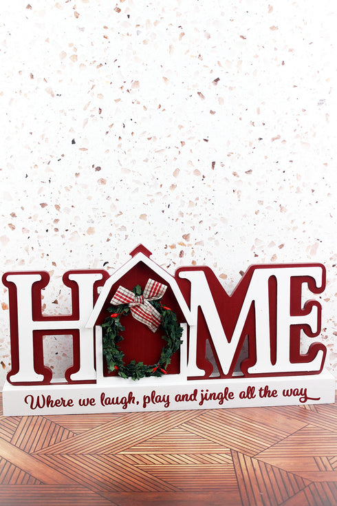 8.75 x 17.75 'Home' Christmas Barn Wood Tabletop Sign
