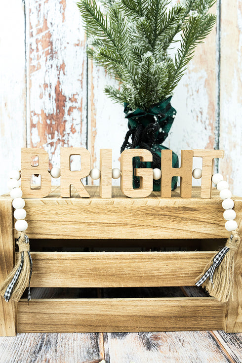 2 x 18 'Bright' Wood Beaded Block Letter Tabletop Decor