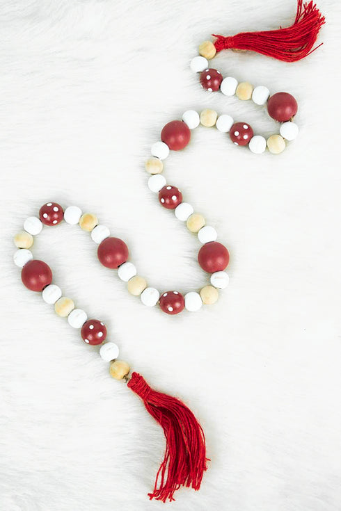 36 x 1 Red Christmastime Wood Blessing Bead Decor