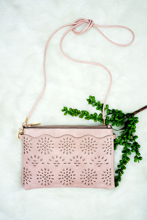 Boho Burst Pink Faux Leather Crossbody