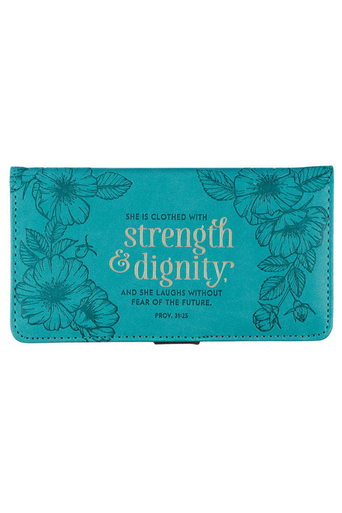 Strength & Dignity Teal LuxLeather Checkbook Cover