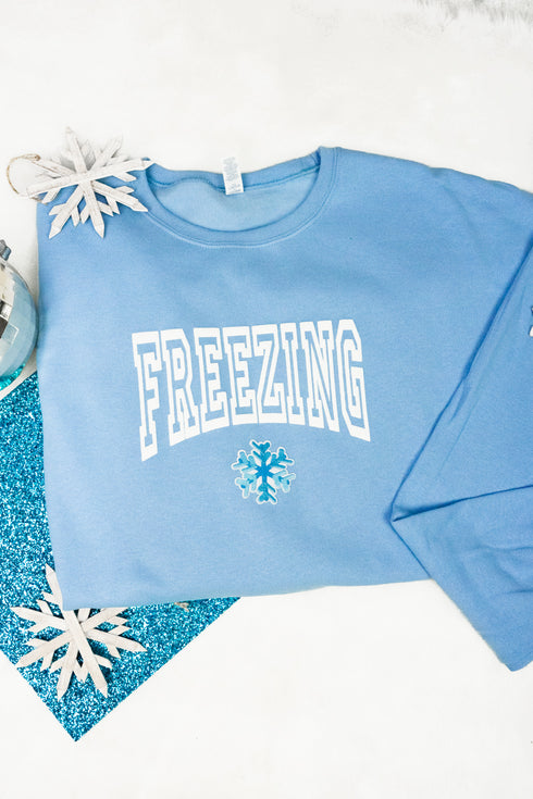 Freezing Snowflake Puff Vinyl Patch Unisex NuBlend Crew Sweatshirt
