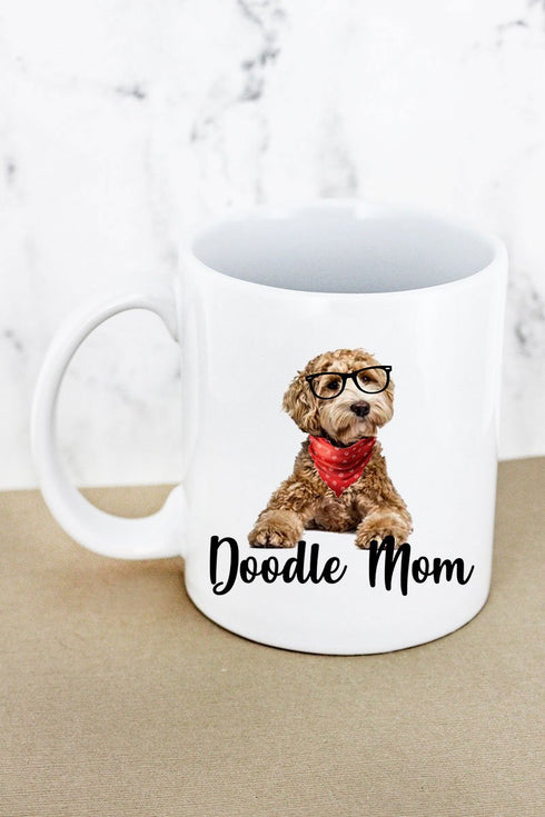 Glasses Doodle Mom White Mug