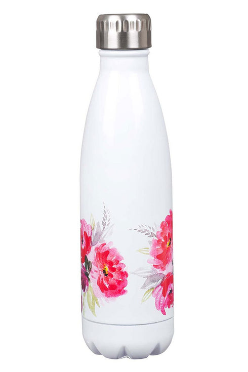 Be Still & Know White Floral 17oz Stainless Steel Water Bottle