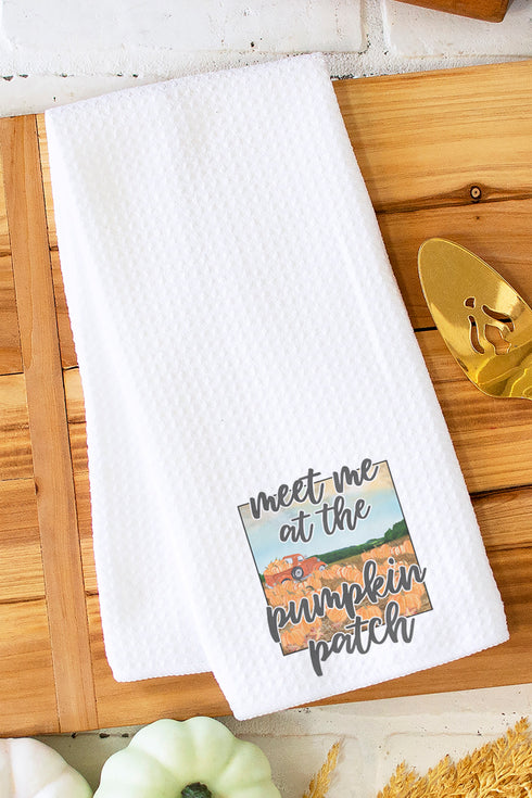Country Meet Me At The Pumpkin Patch Waffle Kitchen Towel