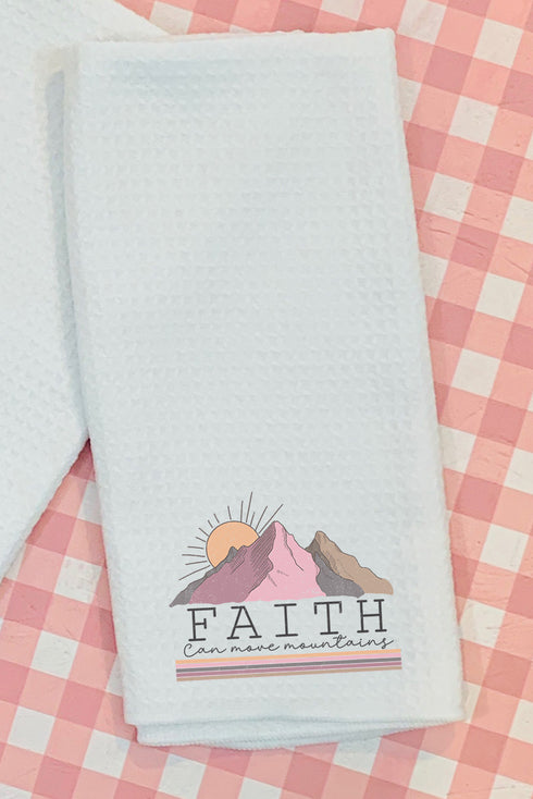 Faith Can Move Mountains Waffle Kitchen Towel