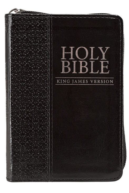 Black LuxLeather Zippered Compact KJV Bible