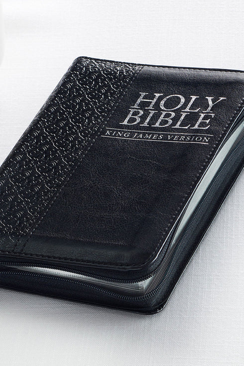 Black LuxLeather Zippered Compact KJV Bible