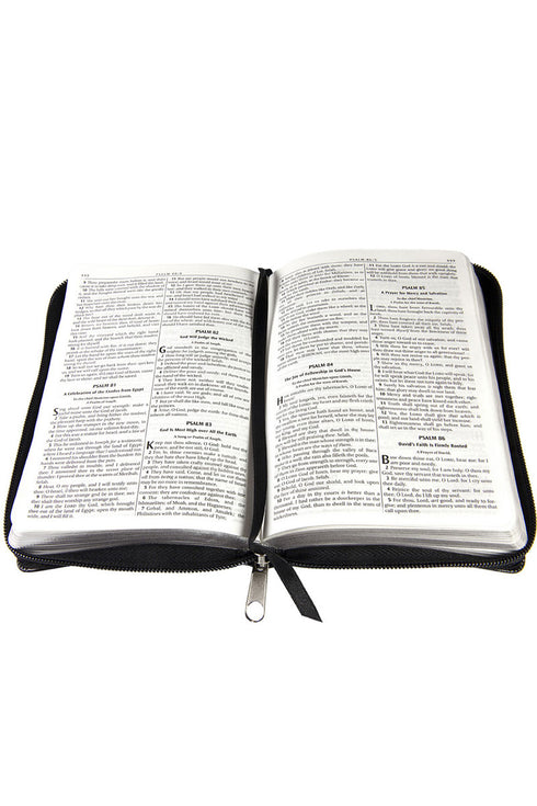Black LuxLeather Zippered Compact KJV Bible