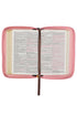 Burgundy and Pink Faux Leather Zippered Compact KJV Bible