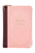 Burgundy and Pink Faux Leather Zippered Compact KJV Bible