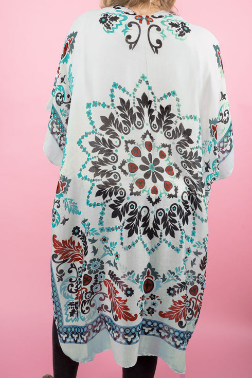 Bali Retreat Blue and Black Kimono