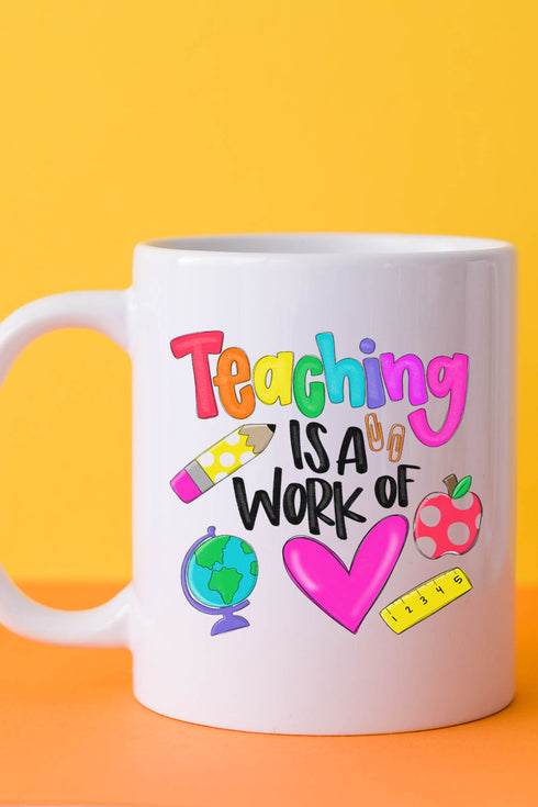 Doodle Teaching Is A Work Of Heart White Mug