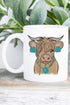 Fancy Turquoise Cow White Mug