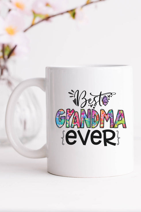 Floral Best Grandma Ever White Mug