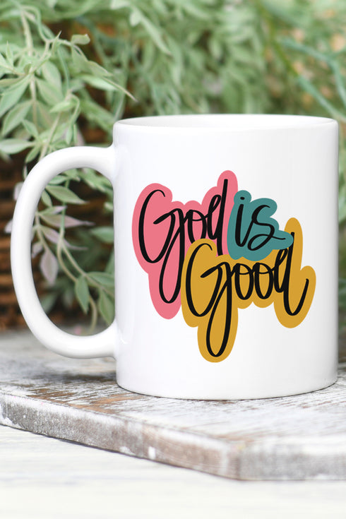 God Is Good Color Block White Mug