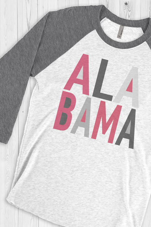 Colorblock Alabama Tri-Blend Unisex 3/4 Raglan