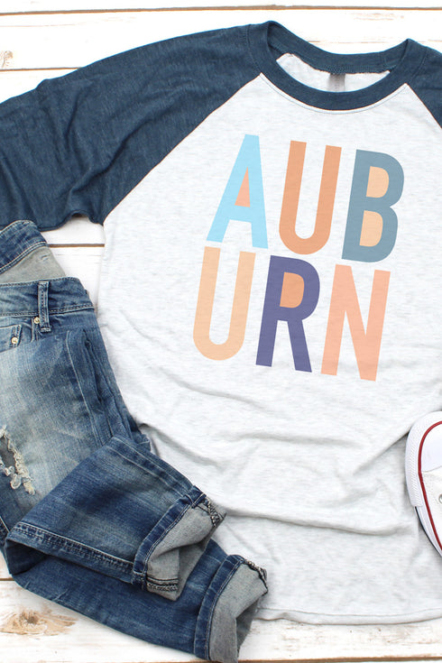 Colorblock Auburn Tri-Blend Unisex 3/4 Raglan