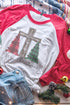 Cross Trees Merry Christmas Jesus Tri-Blend Unisex 3/4 Raglan
