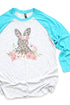 Floral Easter Bunny Tri-Blend Unisex 3/4 Raglan