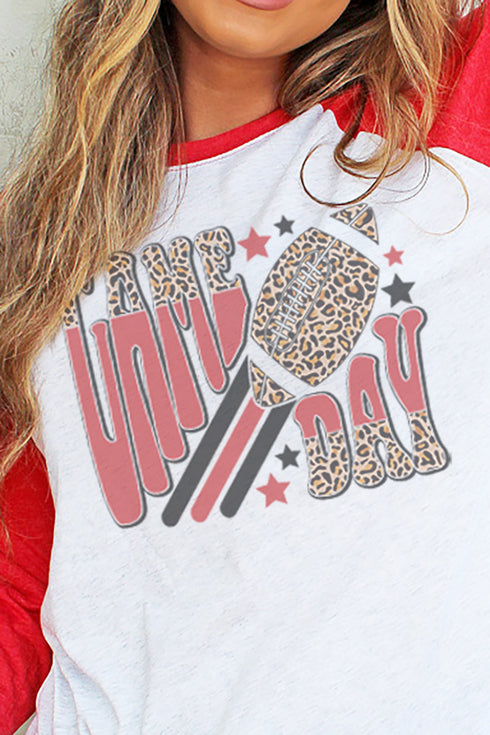 Groovy Game Day Red and Black Tri-Blend Unisex 3/4 Raglan