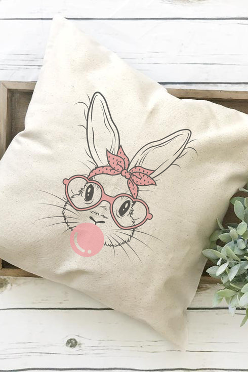 Sassy Glasses Bunny Decorative Pillow Cover