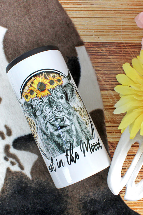 Not In The Moood Sunflower Cow Stainless Steel Slim Hugger