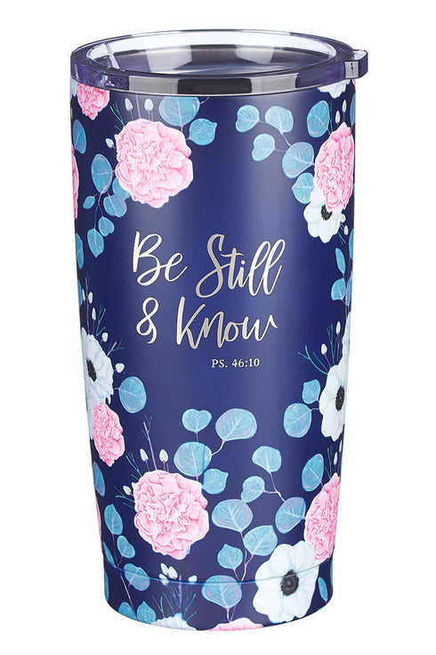 Psalm 46:10 'Be Still & Know' Floral Travel Mug