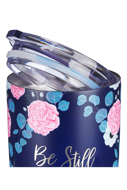 Psalm 46:10 'Be Still & Know' Floral Travel Mug