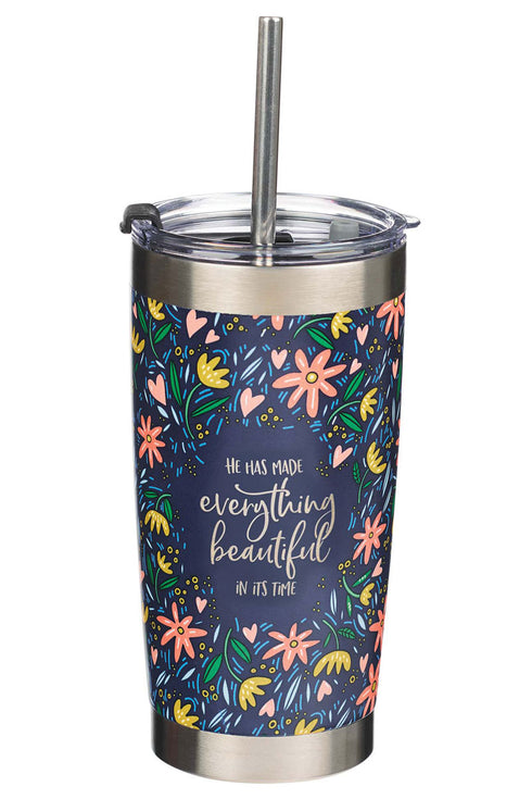 Everything Beautiful Stainless Steel Travel Mug with Straw
